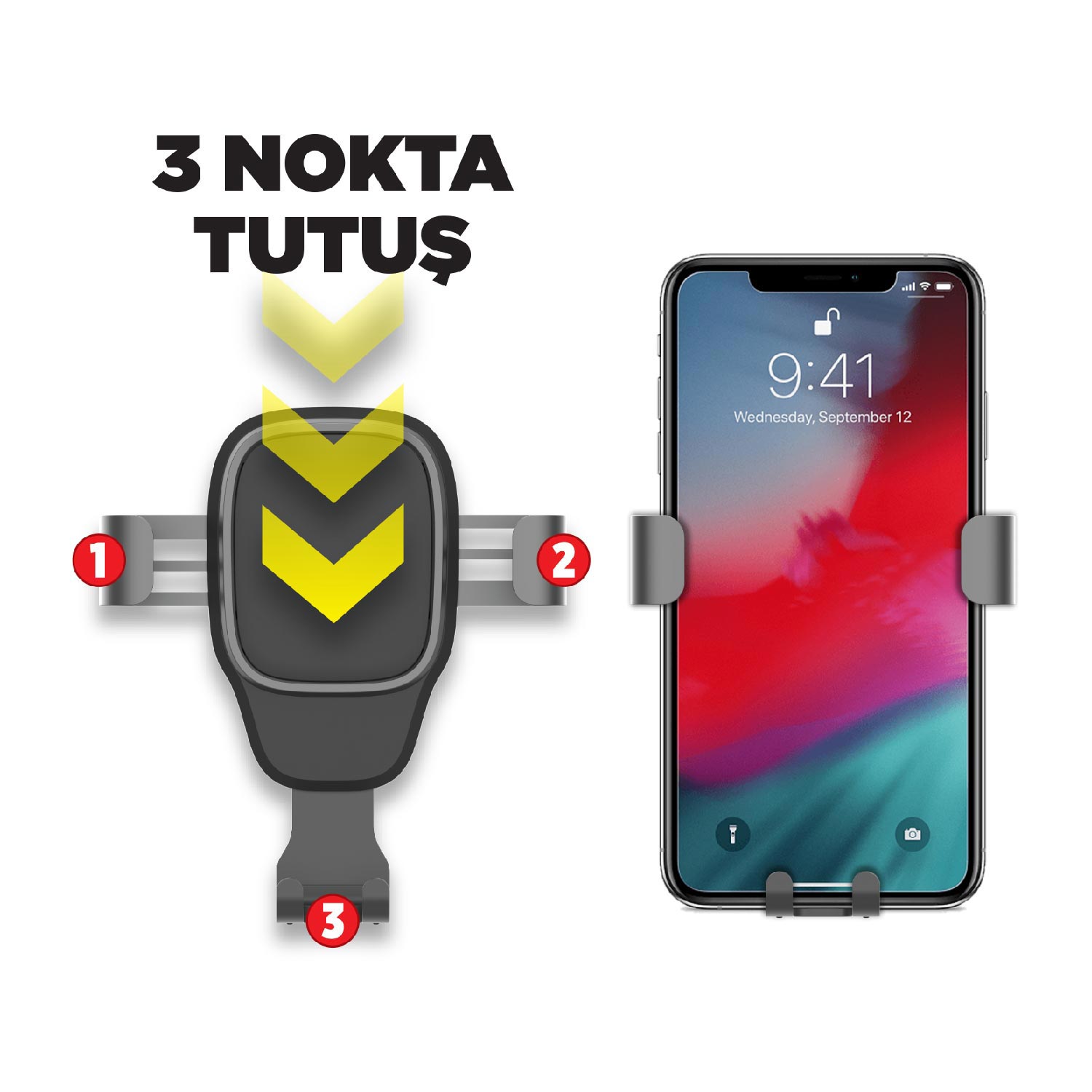 Automix Gravity 3 Kollu Pratik Klimaya Geçme Telefon Tutucu - Telefon Tutucu - Görsel 7