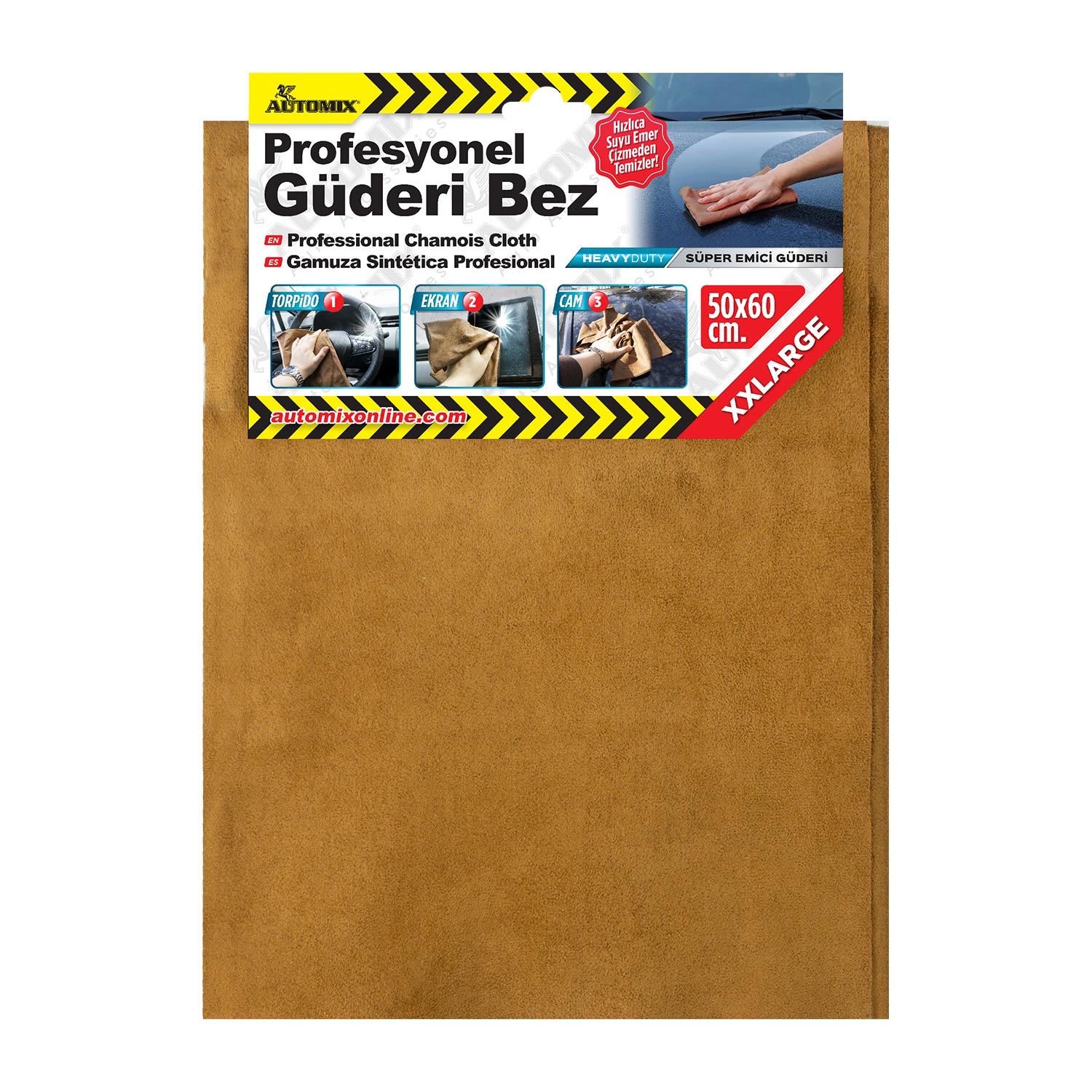 Automix Profesyonel Güderi Bez - Cam-Ekran Temizleme Bezi / İz Bırakmaz 50x60 - Bez, Sünger & Kurulama