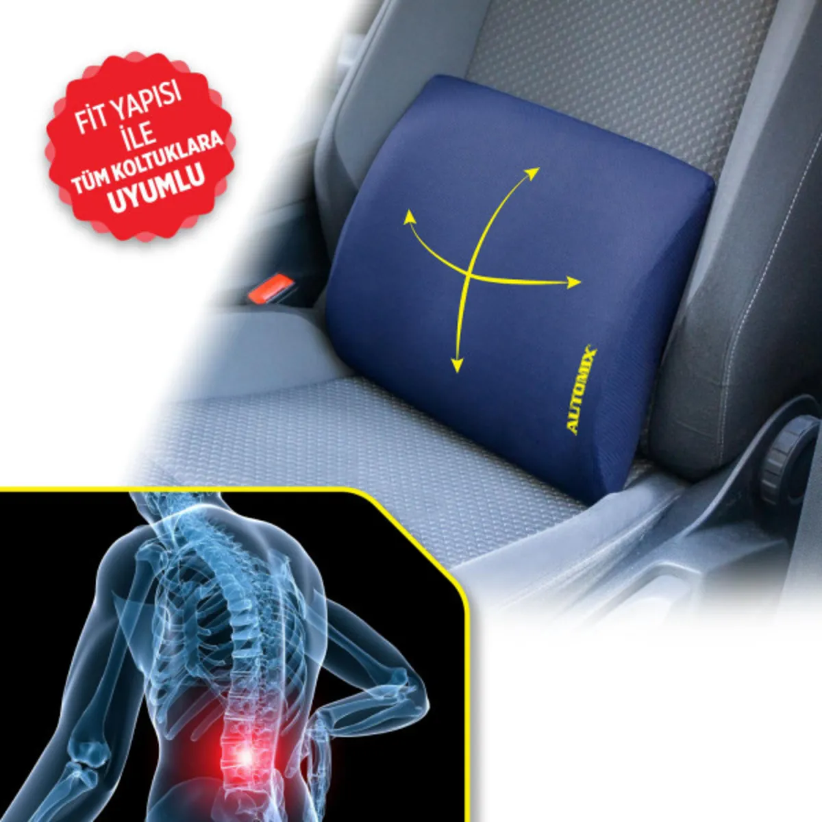Automix Süper All Fit Bel Destek Yastığı - %100 Visko - Konfor & Koltuk - Görsel 3