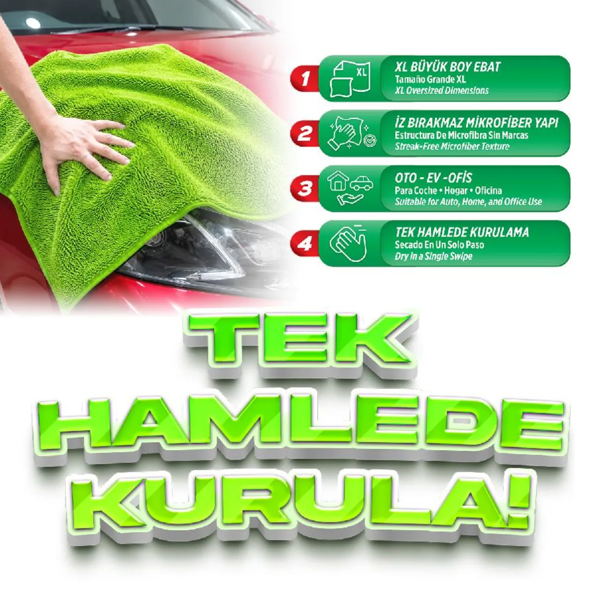Automix XL Süper Emici Araba Kurulama Havlusu (45 Cm X 75 Cm) - Bez, Sünger & Kurulama - Görsel 4