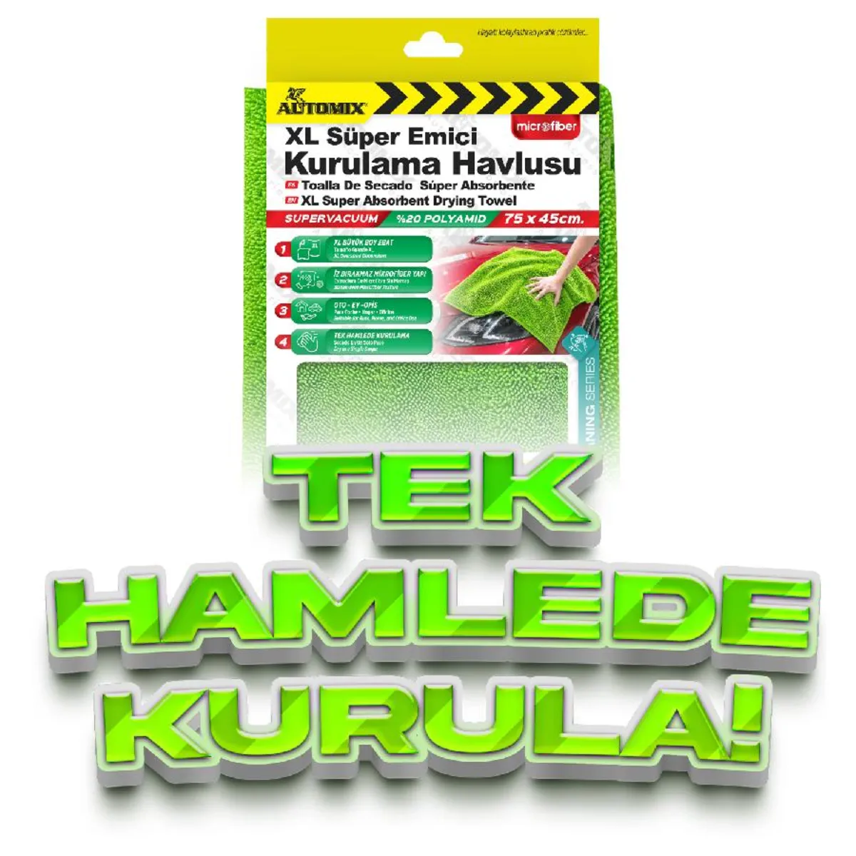 Automix XL Süper Emici Araba Kurulama Havlusu (45 Cm X 75 Cm) - Bez, Sünger & Kurulama - Görsel 3